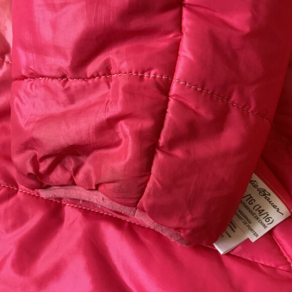 Eddie Bauer Girls Reversible Fleece Lined Puffer Coat Hooded Jacket Size X L - Picture 10 of 11
